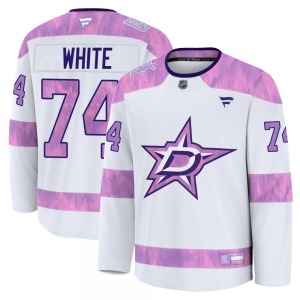 Adult Premium Dallas Stars Gavin White White 2024 Hockey Fights Cancer Practice Official Fanatics Jersey