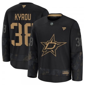 Adult Premium Dallas Stars Christian Kyrou Black 2024 Military Appreciation Practice Official Fanatics Jersey