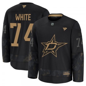 Adult Premium Dallas Stars Gavin White White Black 2024 Military Appreciation Practice Official Fanatics Jersey